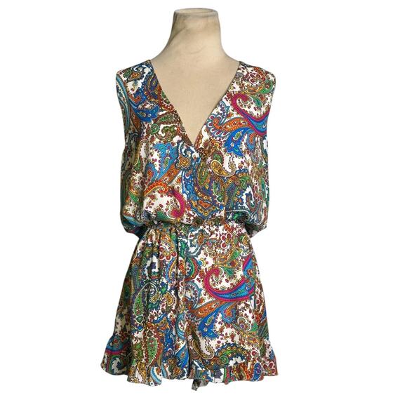 Show Me Your Mumu colorful paisley print romper size Large - Picture 10 of 15